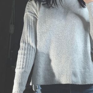 GREY INSIDE OUT STITCH TURTLENECK SWEATER SUPER SOFT FABRIC